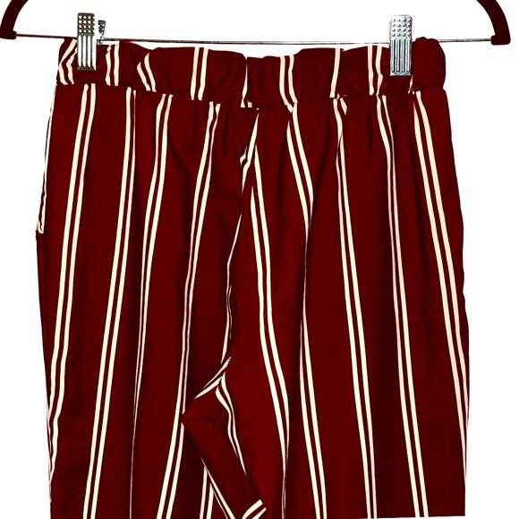 Honey Punch Wide Leg Boho Crop Pants Red & White Striped Trousers Size Small - Picture 5 of 9